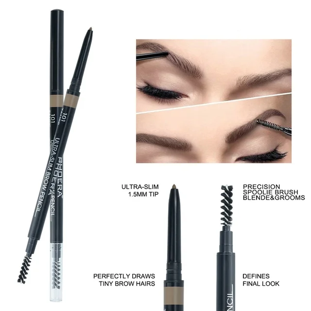Crayon à sourcils Eyeliner imperméable avec brosse à sourcils, cosmétiques coréens polyvalents pour femmes, stylos à sourcils lisses, maquillage – Image 2