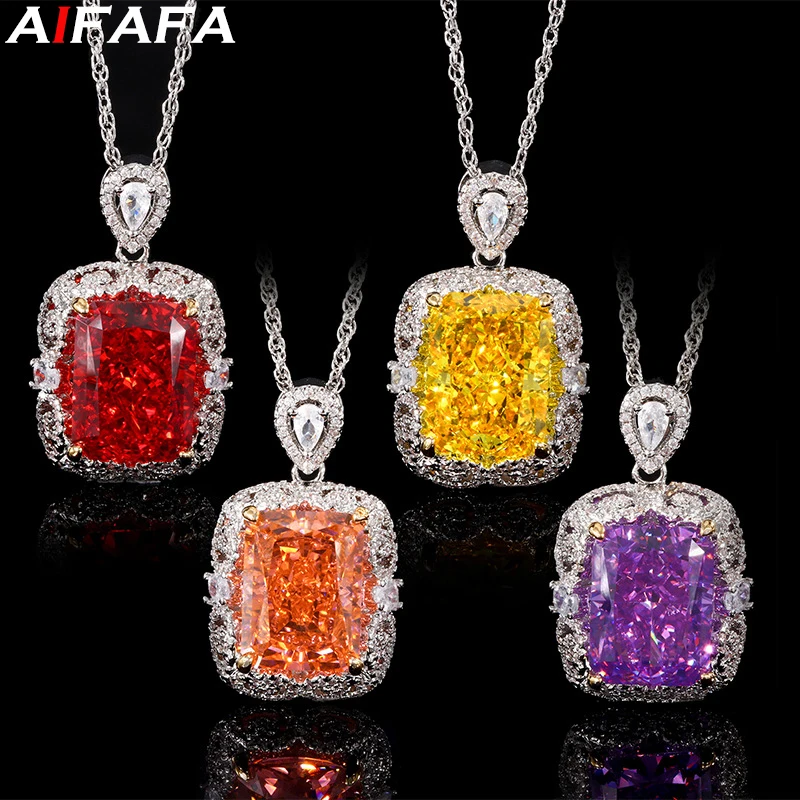 Collier pendentif coupe fleurs de glace 12*16mm 5A Grade rouge jaune violet Orange pierres précieuses cou pendentifs accessoires de bijoux de mode