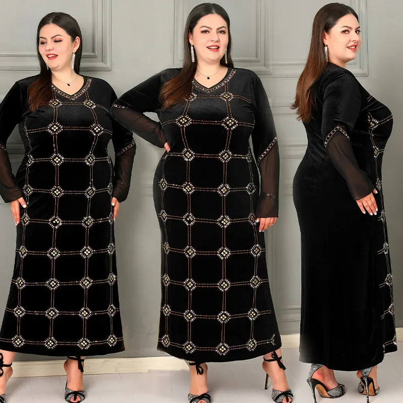 Robe longue à carreaux à manches évasées pour femmes, vêtements du Moyen-Orient et arabes, nouvelle robe transfrontalière Amazon, vente en gros, en stock