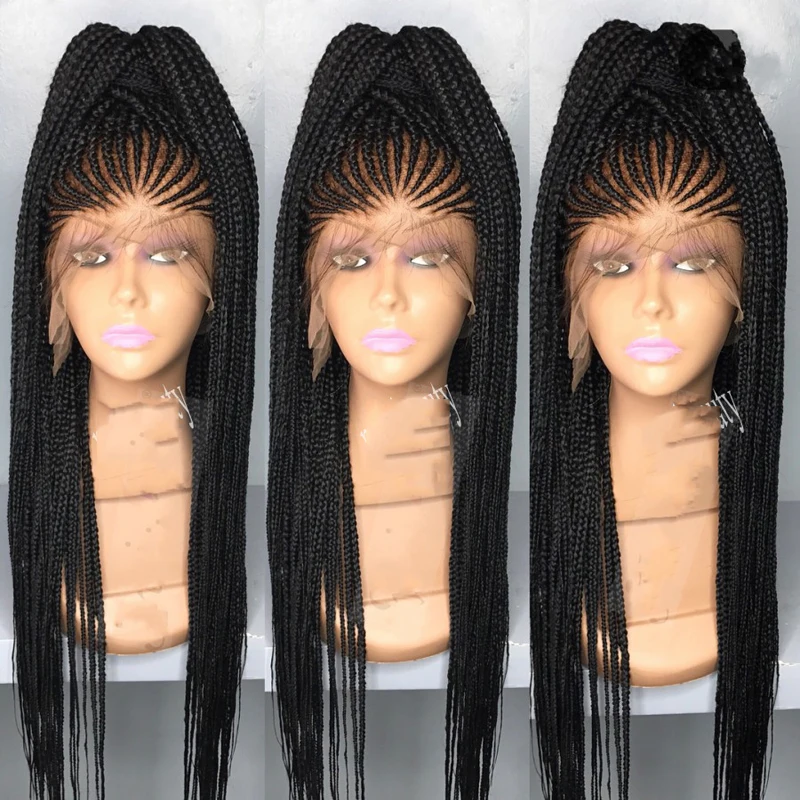 Cornrow Braid Wig Lace Front Wigs Box Braided Wigs New Synthetic for Black Women Knotless Braids Party Wig Baby Hair Daily Use