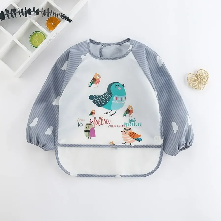 Tablier à manches longues imperméable pour bébé, bavoir doux pour tout-petits, vêtements d'art de dessin animé, blouse animale pour le rôt, 1PC