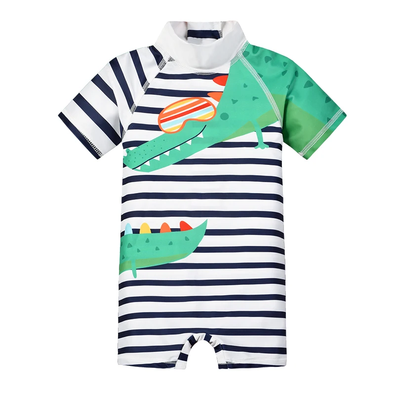 Maillot de bain d'été à manches courtes pour bébé garçon, protection solaire, haute élasticité, impression de dessin animé, portes mignonnes et fraîches, pièces de piscine