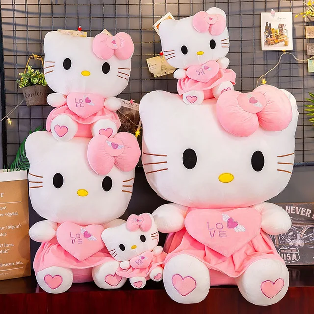 Jouets en peluche rose Hello Kitty, poupée en peluche de dessin animé, oreiller doux, jouets pour enfants, cadeaux d'anniversaire et de noël – Image 4