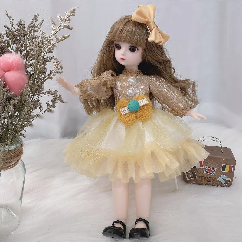 Poupée Bjd 30cm, 12 articulations mobiles, robe pour fille, yeux bruns 3D, jouet avec vêtements, chaussures, jouets pour enfants, cadeau pour filles, 1/6