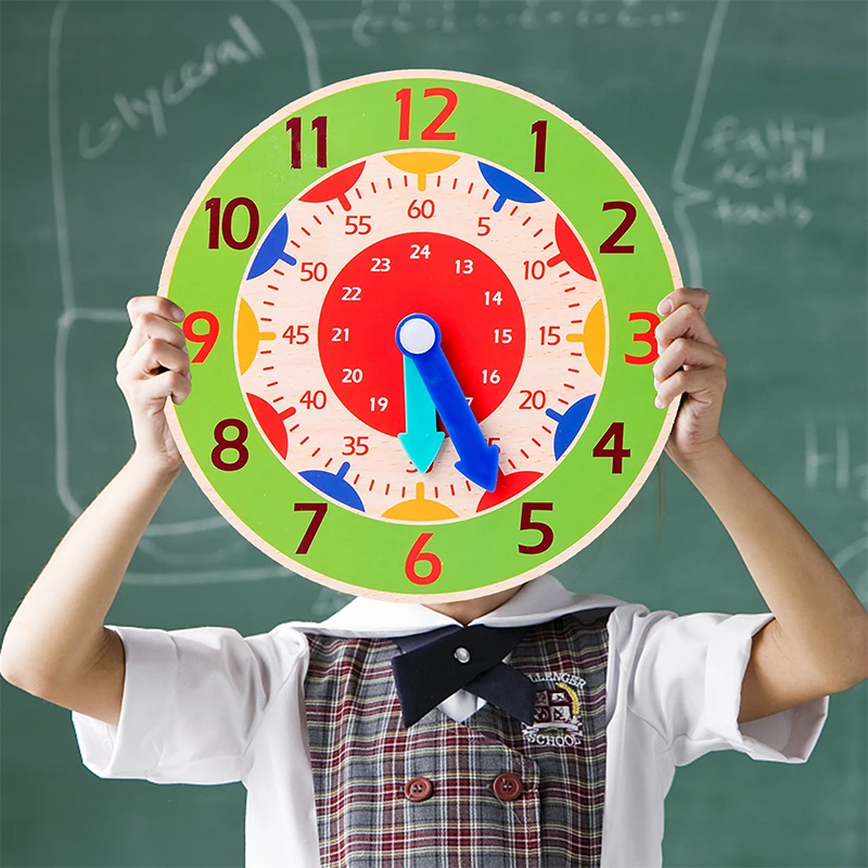 Horloge en bois Montessori pour enfants, jouets d'apprentissage du temps, outils pédagogiques, jouets éducatifs pour enfants de l'école primaire, jouet de planche intelligent