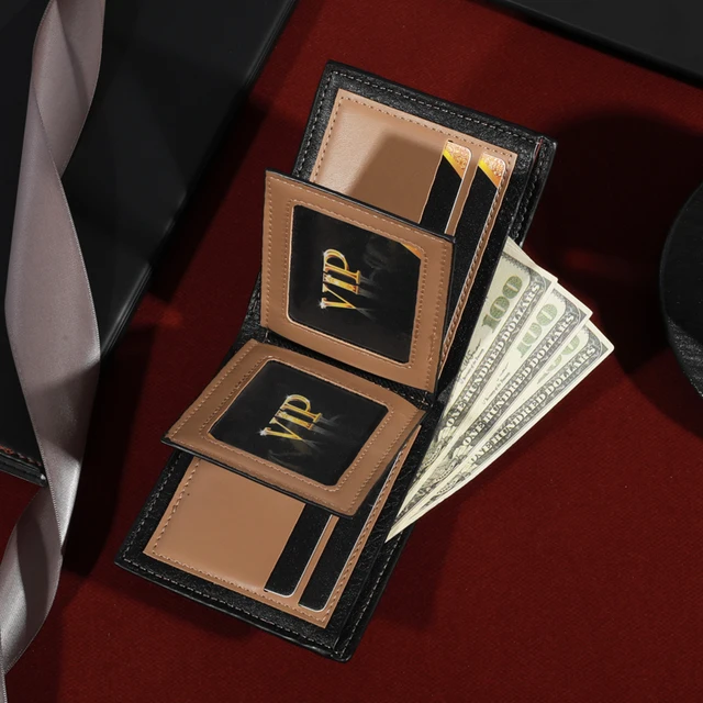 Portefeuille double pli à la mode pour hommes, fente multi-cartes, durable, cadeau idéal pour un usage quotidien, portefeuille pour hommes de style rétro – Image 2