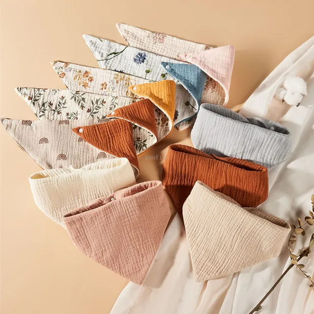 Bébé coton doux apaiser apaiser Triangle salive serviettes infantile élégant Floral Bandana mouchoir enfants rot tissus bavoirs d'alimentation – Image 2