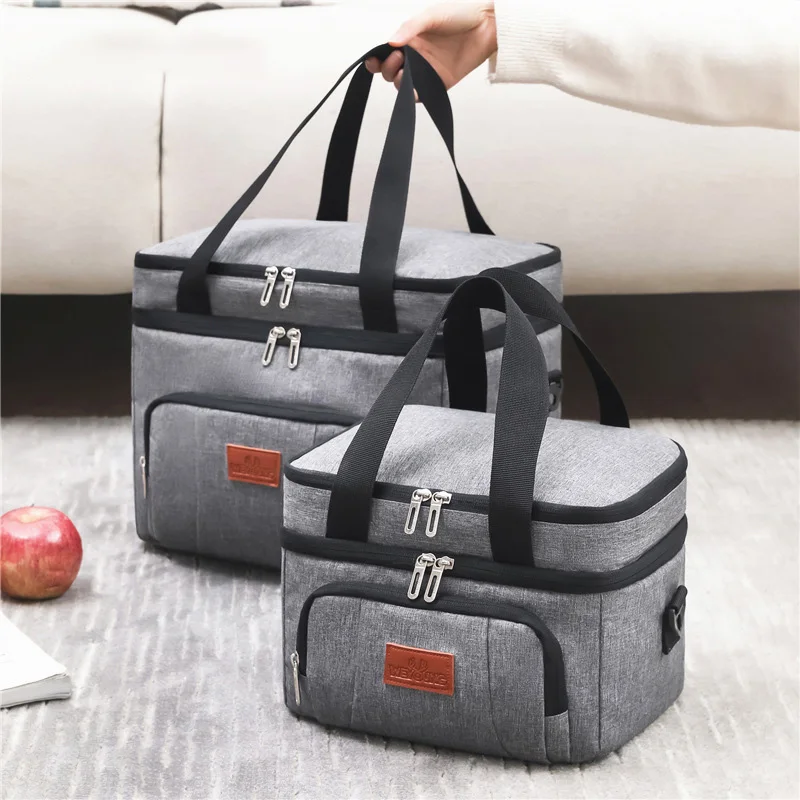 Sacs à déjeuner isothermes multifonctionnels à Double couche pour femmes et hommes, boîte à déjeuner de pique-nique de voyage de grande capacité avec bandoulière