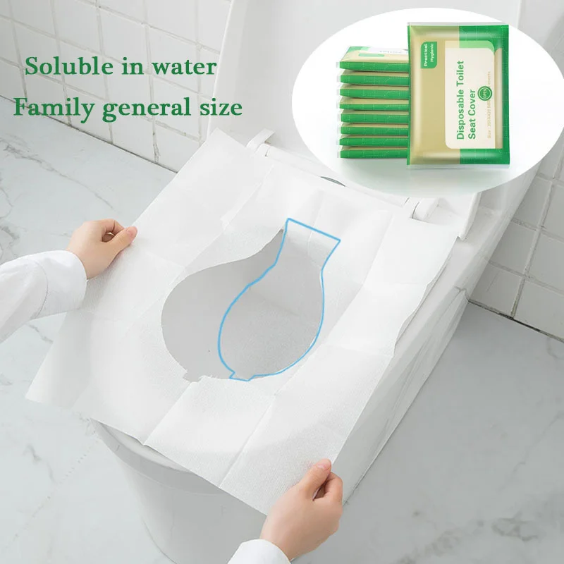 Housse de siège de toilette jetable, 50 pièces, tapis de toilette en tissu Non tissé, imperméable, Soluble dans l'eau, housses de siège d'entraînement pour toilettes