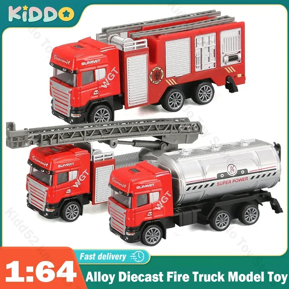 Modèle de camion de pompier moulé sous pression, jouet de camion de pompier en alliage, voitures à inertie, ingénieur, camion de pompier, jouets de Collection simulés pour enfants