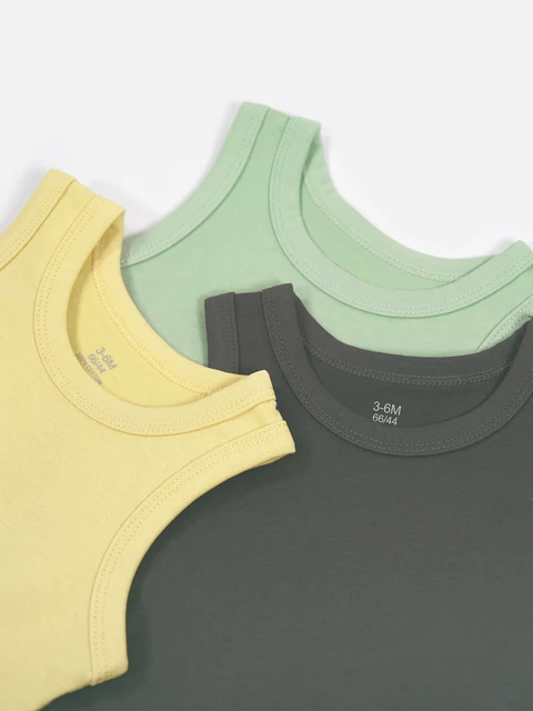 Combinaison gilet à col rond pour bébé garçon, 3 pièces, sans manches, en coton, vêtements de maison, pour bébé de 3 à 18 mois, nouvelle collection été 2024 – Image 4