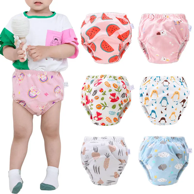 Couches réutilisables pour bébé, culottes, pantalons d'entraînement en pot pour enfants, couches en tissu écologique, toilettes lavables, couches en coton pour tout-petits