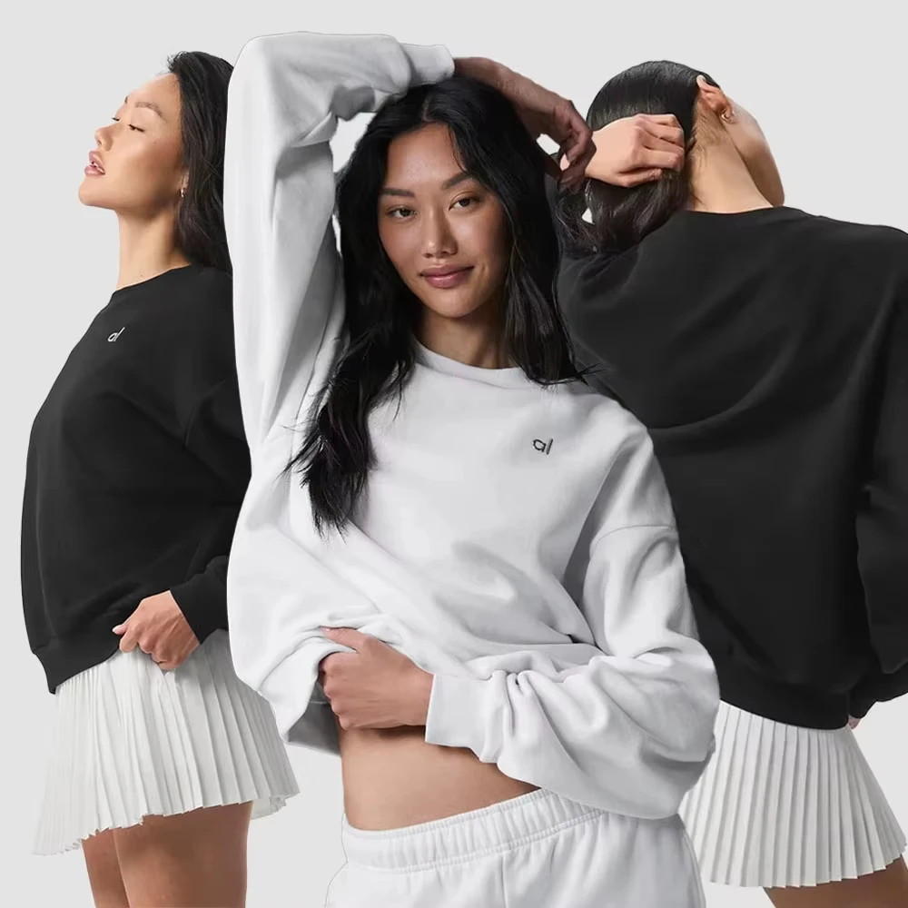 25AL Accolade col rond pull unisexe Style automne hiver doux Yoga haut de sport femmes rétro sweat à capuche chaud hommes sport pull