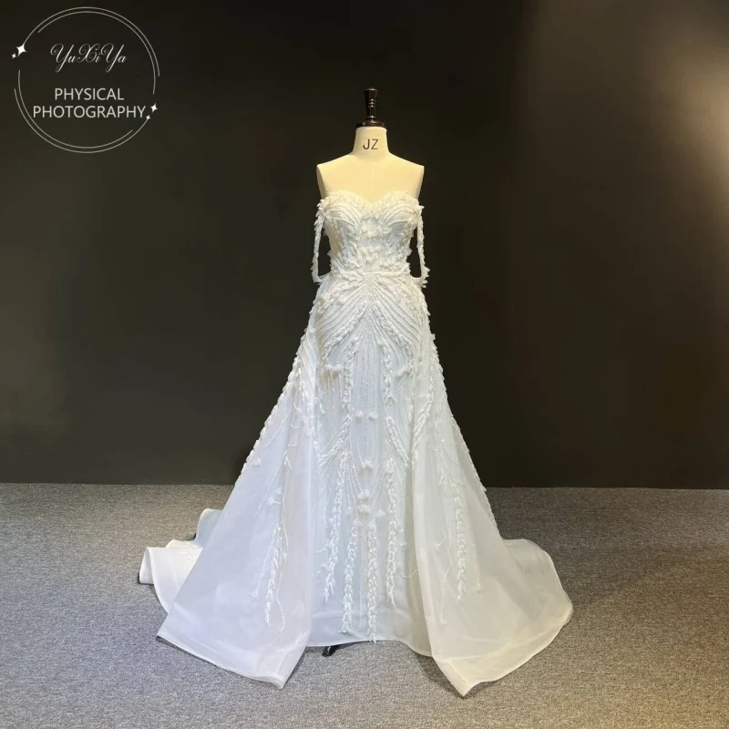Z0289 personnalisé 100% Photos réelles luxueux perles de cristal lourdes avec Train robe de mariage robe de mariée vestidos de novia
