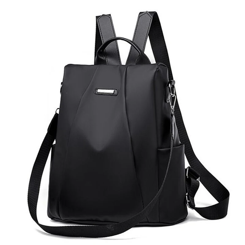Sac à dos décontracté en nylon pour femme, sac d'école solide pour document, poignées pour filles, sangle amovible, voyage, multifonction, initié, mode
