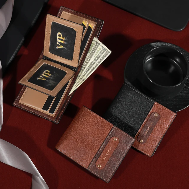 Portefeuille double pli à la mode pour hommes, fente multi-cartes, durable, cadeau idéal pour un usage quotidien, portefeuille pour hommes de style rétro – Image 4