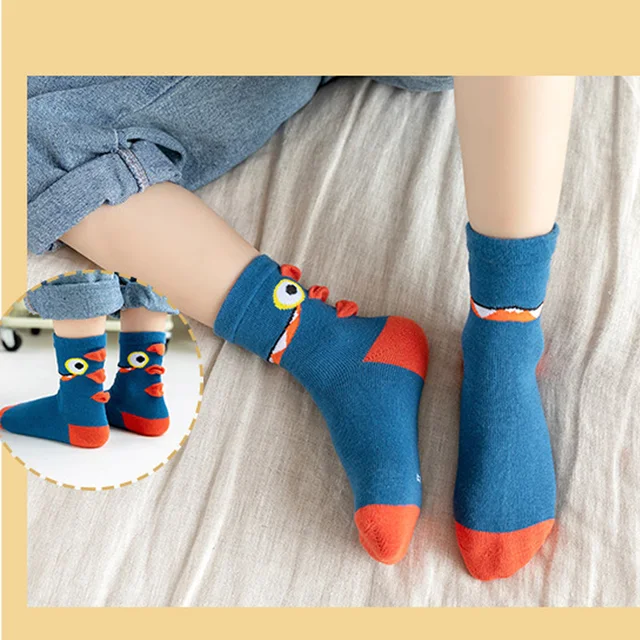Chaussettes rayées pour garçons de 12 ans et plus, chaussettes pour enfants, voilier, automne, hiver, nouveau, 5 paires – Image 3