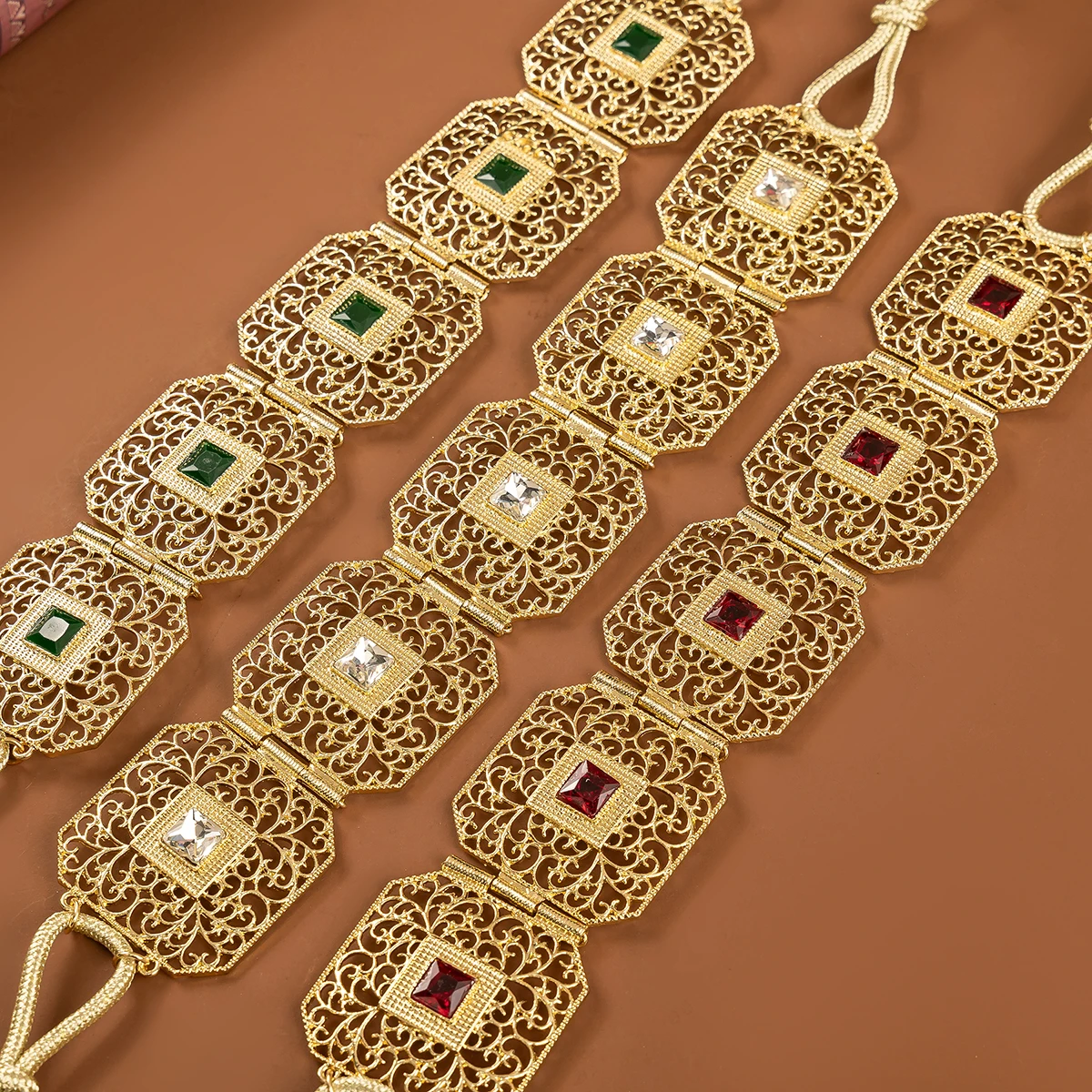 Ceinture plaquée or pour femmes, Design creux fait à la main, robe de mariée de luxe, chaîne de taille, bijoux traditionnels de mariage algérien