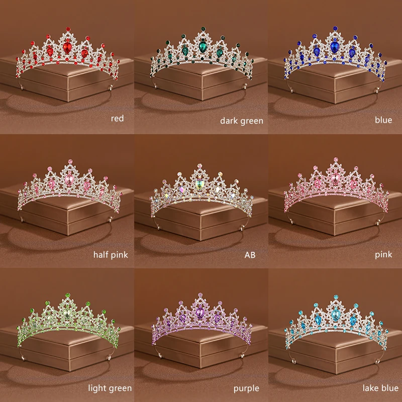 Couvre-chef plusieurs couleurs disponibles pour femmes, couronne de mariage en strass, fête classique, diadème d'anniversaire, cadeau de Thanksgiving