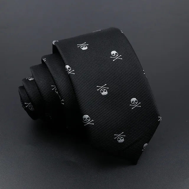 Nouveau décontracté mince crâne cravates pour hommes classique Polyester rouge bleu cravates mode homme cravate pour fête de mariage Cosplay cravate – Image 3