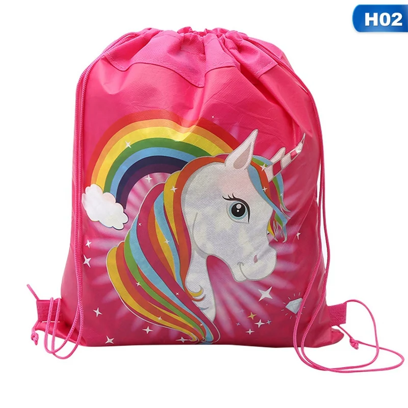 Enfants enfants imperméable à l'eau dessin animé licorne cordon sac à dos sacs d'école Animal coloré toile stockage sac à dos paquet poche