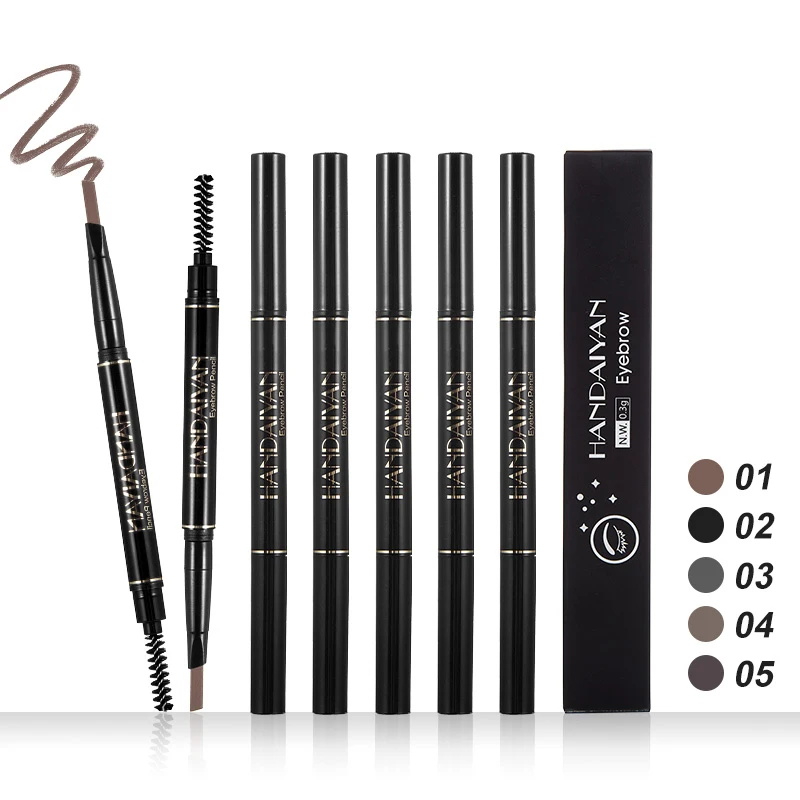 Crayon à sourcils imperméable marron foncé, crayon à sourcils Premium Brn avec brosse à bobine, longue tenue pour les sourcils parfaits