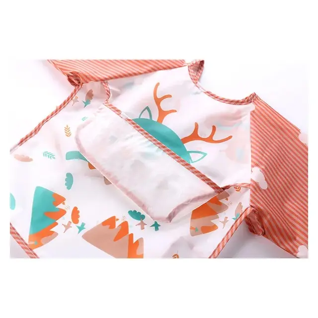 Bavoir imperméable à manches longues pour bébé, tablier d'alimentation avec poches, tissu pour rots, banane pour 1 à 3 ans – Image 4