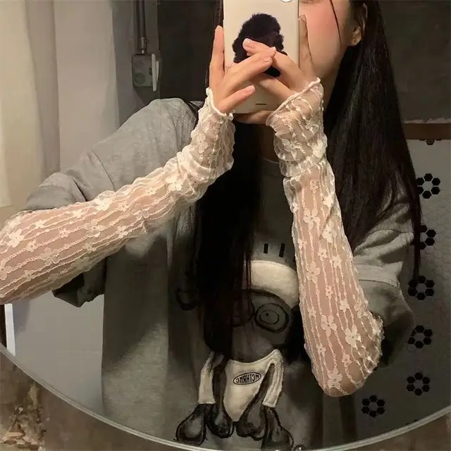 Manchon de protection solaire en dentelle, protection UV fine d'été, manches de glace, mode conduite et équitation, couverture de bras en soie glacée C018 – Image 2