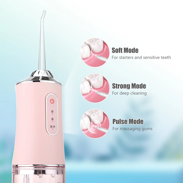 Irrigateur buccal, Jet dentaire Portable, Rechargeable par USB, Jet dentaire, cure-dents à 4 embouts, 220ml, 3 Modes IPX7 1400rpm – Image 5