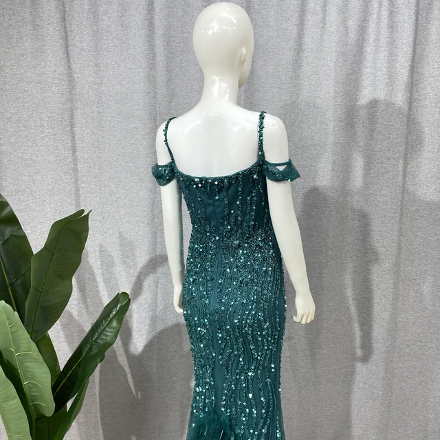 Ume – robe de bal de luxe rose, plumes de sirène, bretelles Spaghetti, vert, noir, bleu, robe de soirée de mariage pour femmes, 2023 – Image 5