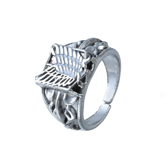 Bague en émail pour femmes et hommes, Anime attaque sur Titan, ailes de la liberté, drapeau épée Rose, bagues en métal pour Fans, bijoux de fête Cosplay – Image 3