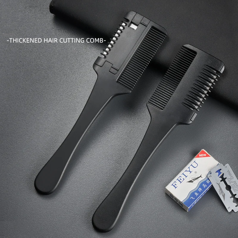 GIANXI Hair Cutting Comb Carbon Barber Shop Brush With Razor Blades Double Edge Professional Hairdressing Tools Salon Set