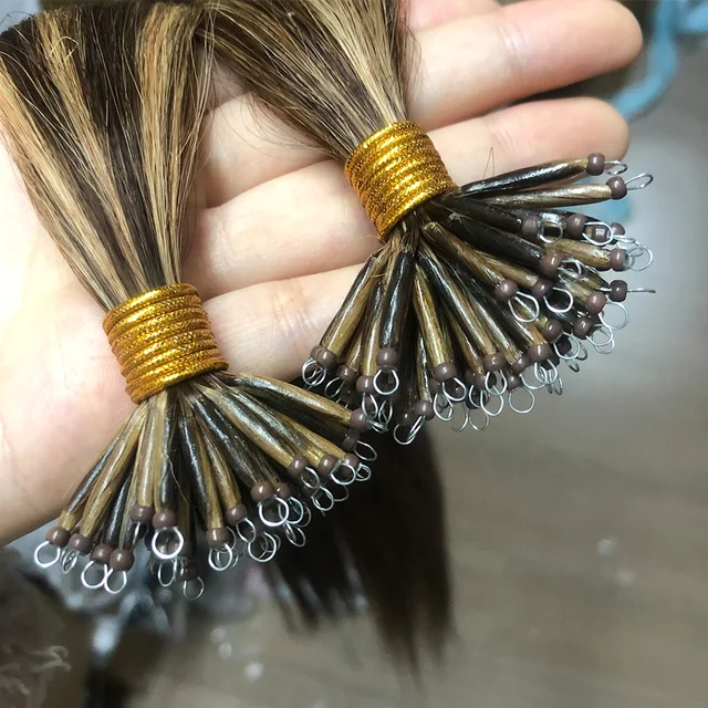 Micro Links-Extensions de Cheveux Naturels Lisses, Couleur Noir, Marron, Blond, 18 Pouces, 50 Pièces – Image 4