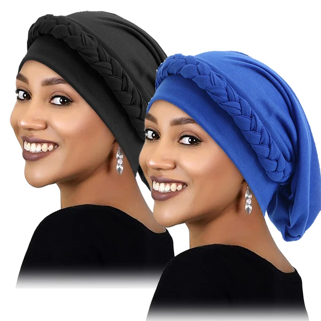 Chapeaux islamiques tressés torsadés, 2 pièces/lot, enveloppes, casquettes Hijab pour femmes, casquette arabe musulmane, Turban, couvre-chef, perte de cheveux – Image 4