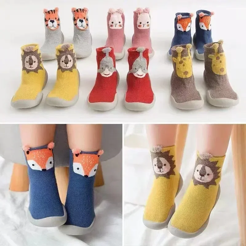 Chaussures de sol antidérapantes à fond souple pour nourrissons, pour garçons et filles, modèles d'intérieur printemps-automne, chaussures de marche pour enfants, chaussettes de sol
