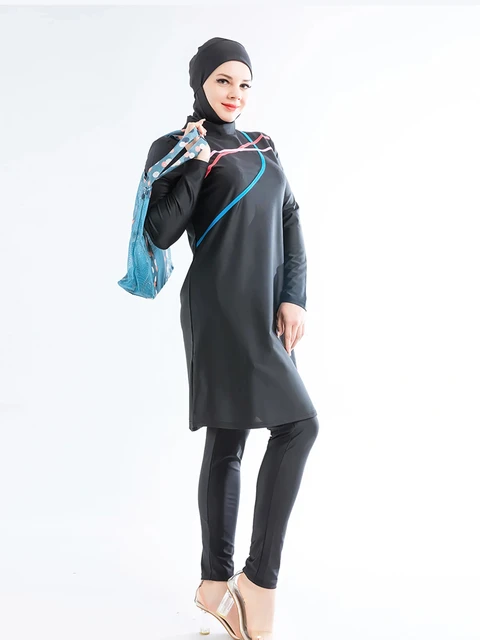 3 pièces Burkini Femmes maillot de bain modeste Hijab Maillot de bain Femme maillot de bain Hijabs pour Femme – Image 5