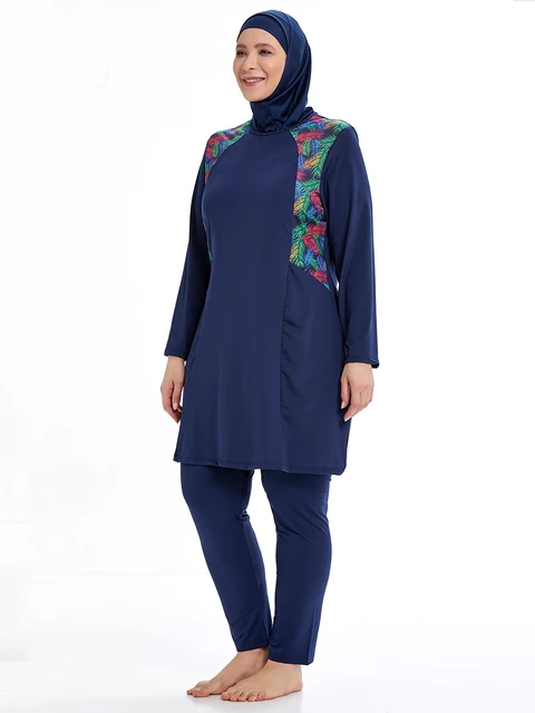 3 pièces grande taille modeste maillot de bain musulman Burkinis femmes maillot de bain islamique couverture complète Hijab maillots de bain maillots de bain – Image 4