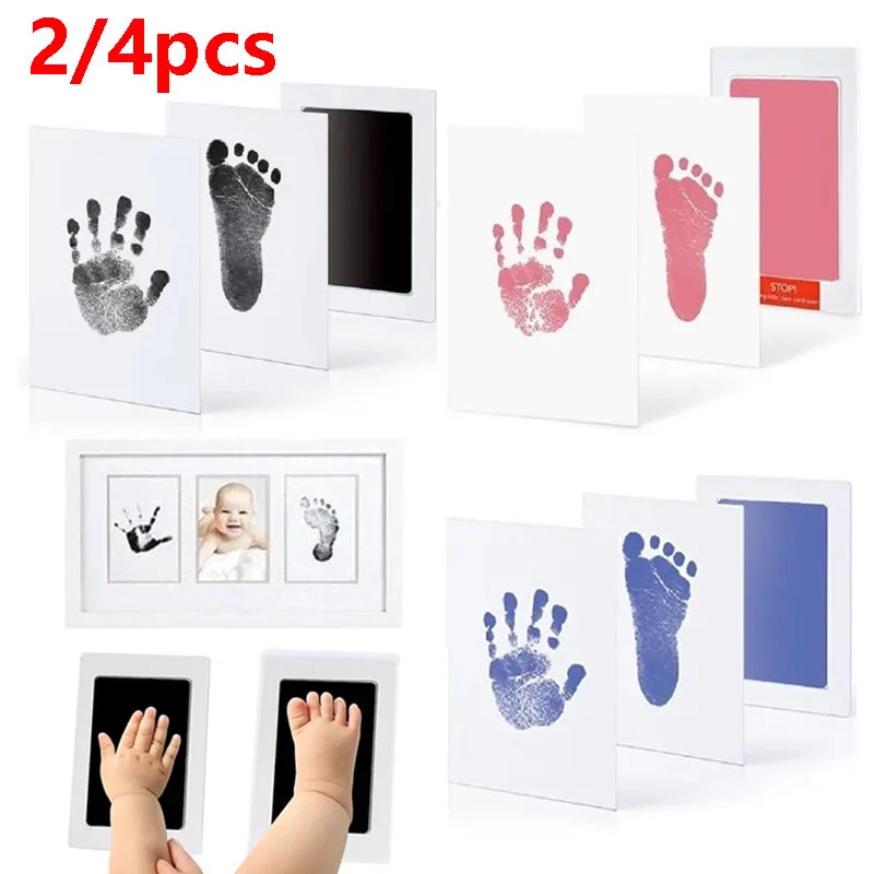 Tampons encreurs pour empreintes de mains de bébé, 2/4 pièces, sûrs, Non toxiques, sans contact, Kits de tampons encreurs sans encre, pour animaux de compagnie, chat, chien, patte, Souvenirs, cadeaux