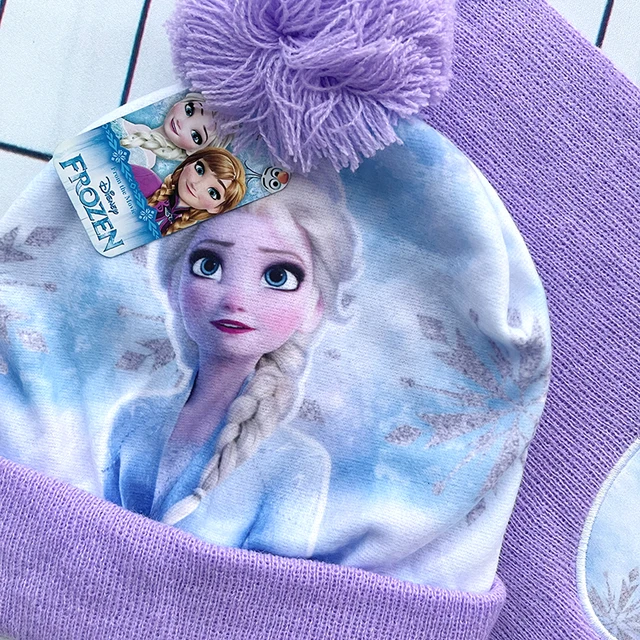 Chapeau pour enfants nouveau automne hiver ELSA dessin animé chapeau écharpe gants enfants enfant en bas âge fille chapeau et écharpe ensemble – Image 6