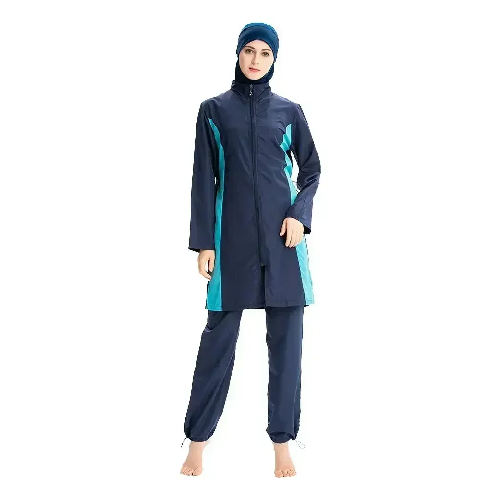 Maillot de bain Burkini musulman pour femmes, maillot de bain modeste, islamique, manches longues, couverture complète, Hijab, robe à fleurs, casquette supérieure, pantalon de bain ​ Ensemble