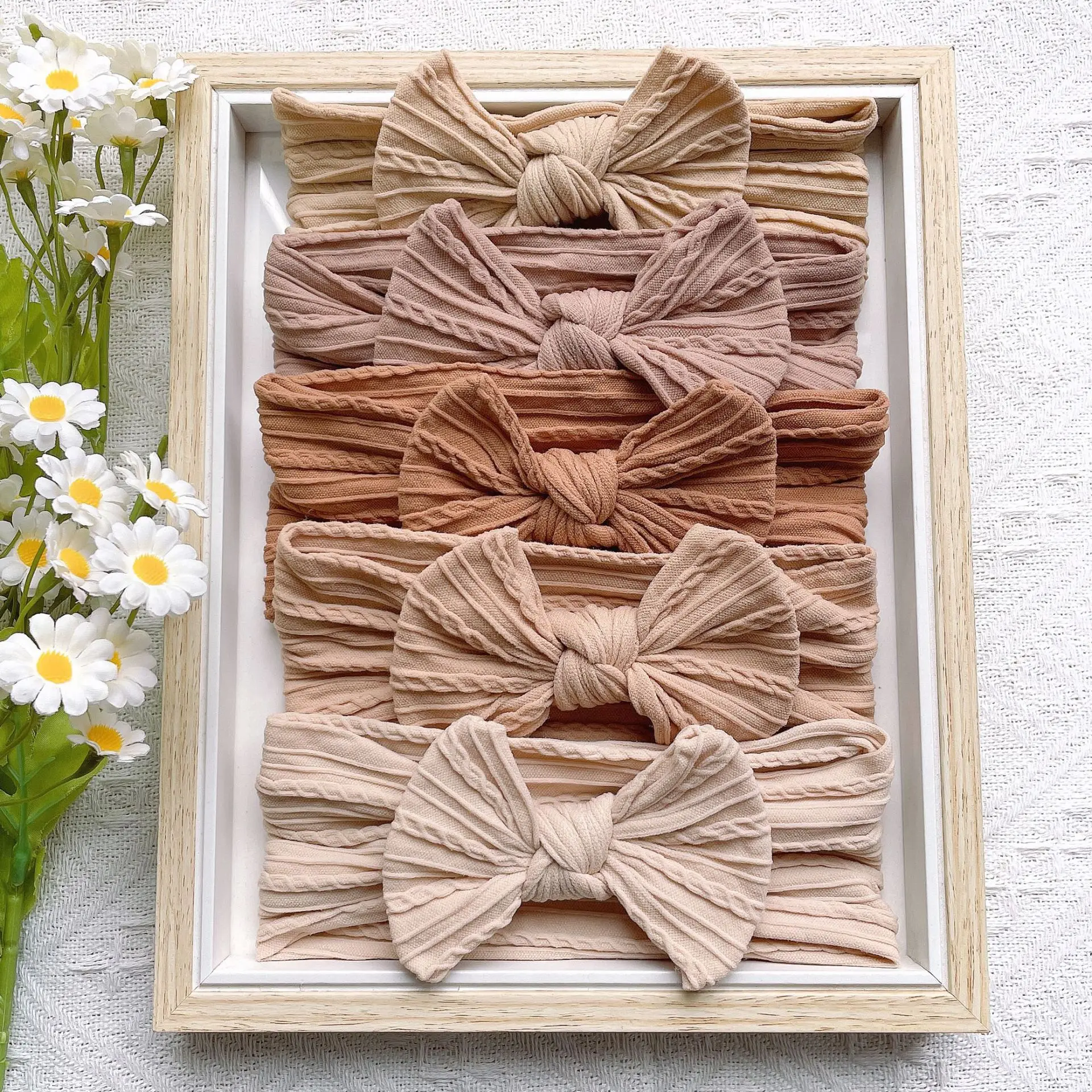 5 pièces/ensemble bébé mignon bandeau doux élastique Bowknit nouveau-né enfant en bas âge prix filles bandeau de cheveux arcs accessoires pour 0-2 ans