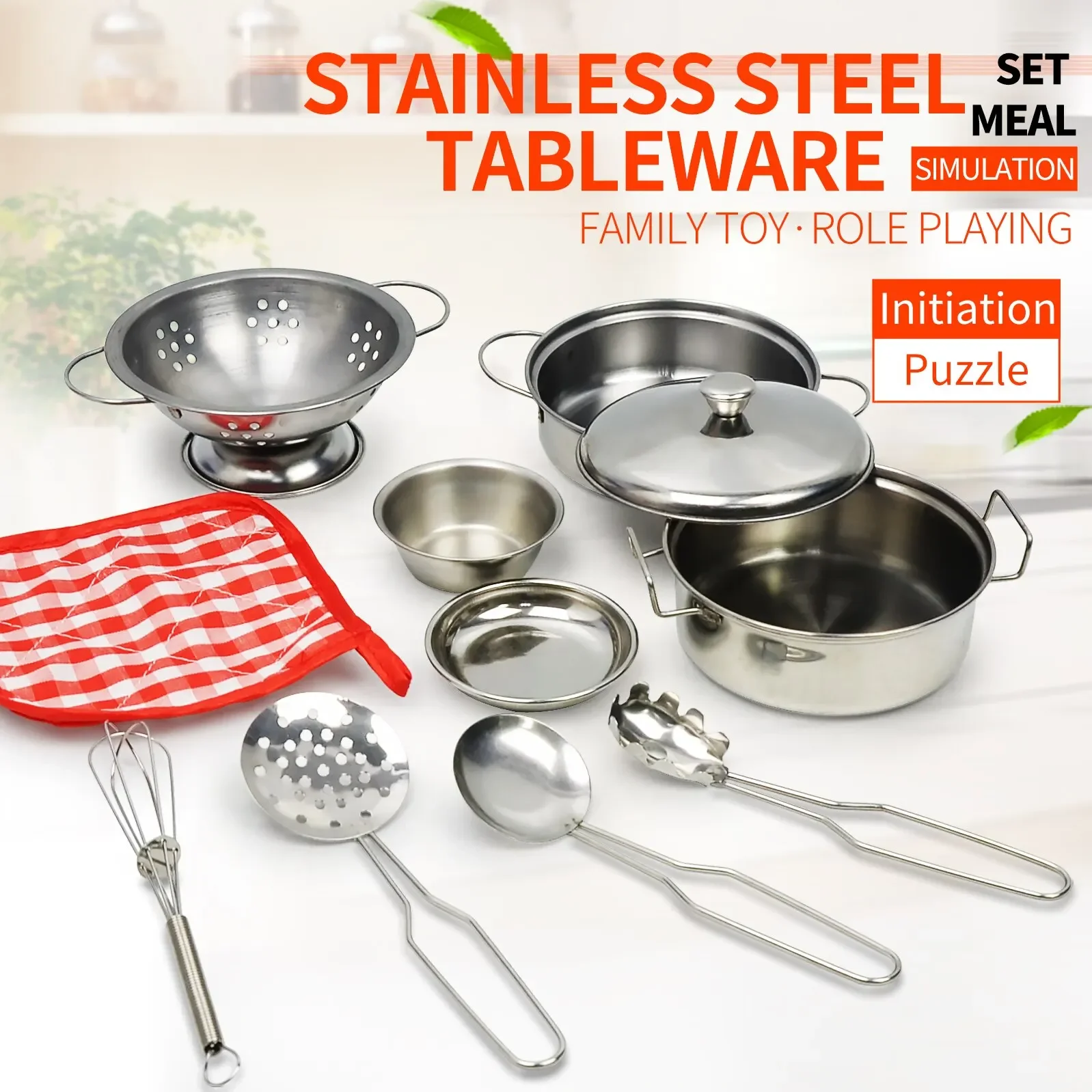 Ustensiles de cuisine en acier inoxydable, ensemble de casseroles et poêles, ustensiles de cuisine, jouets de jeu de simulation, outil d'apprentissage, cadeaux