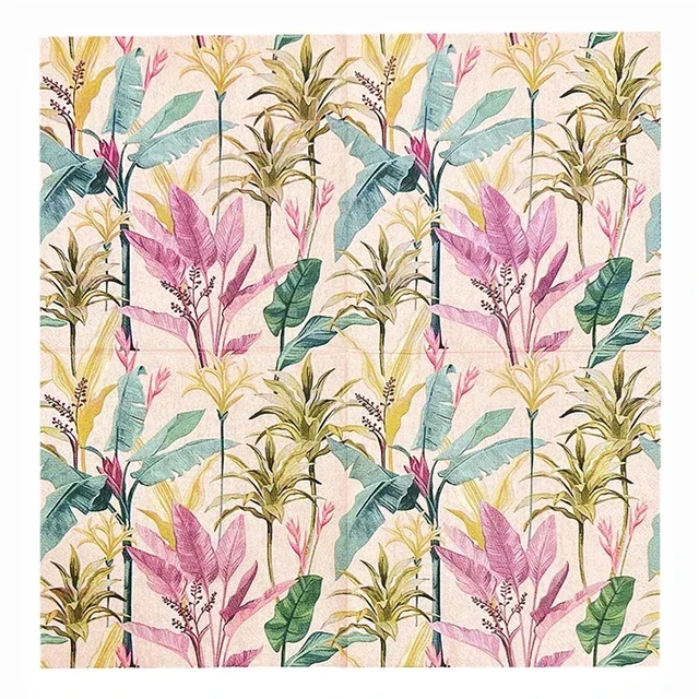 Serviettes imprimées florales hôtel Western Restaurant nappe 33 cm ménage pâte de bois serviettes en papier colorées 20 feuilles serviette en papier – Image 3
