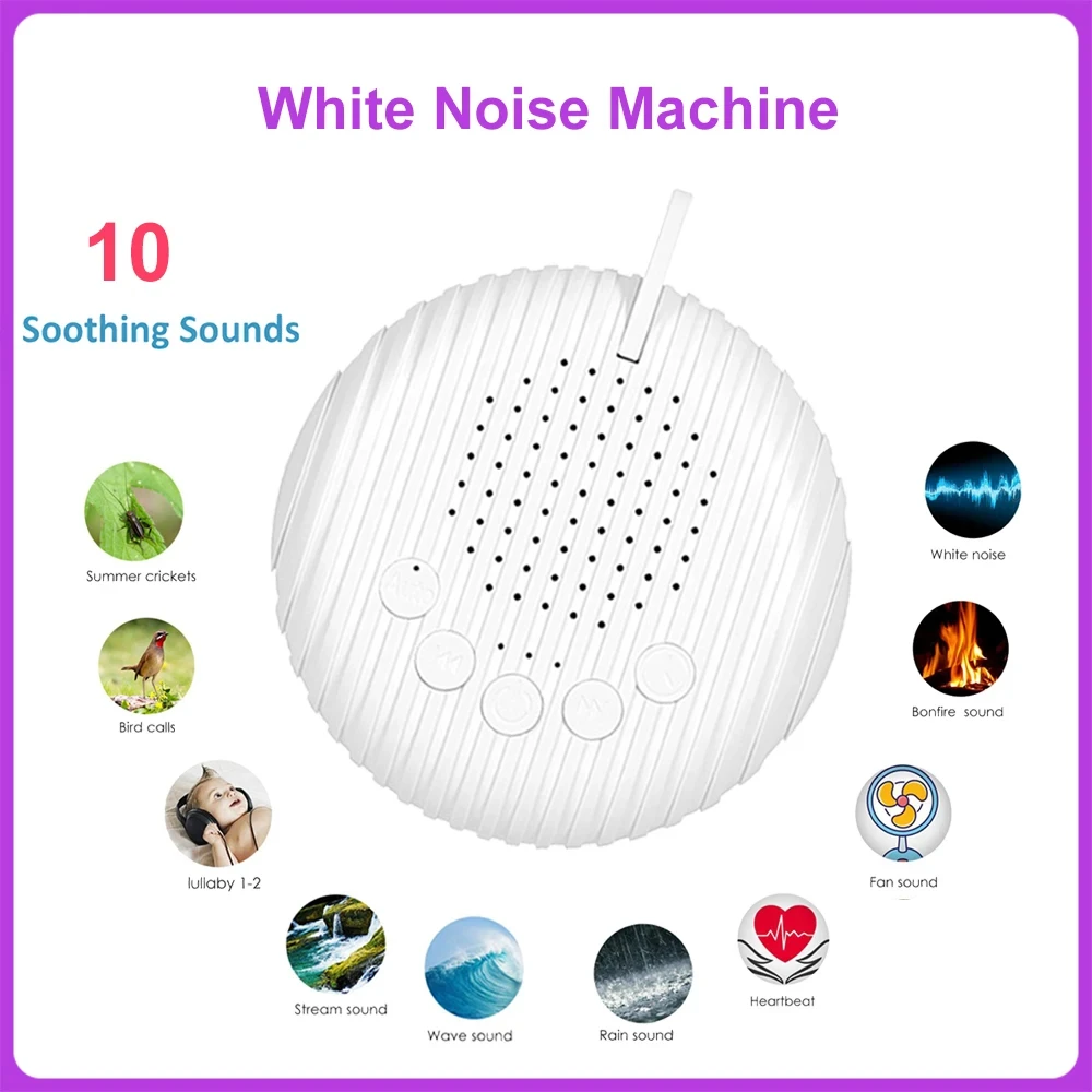 Machine Portable à Bruit Blanc pour le Sommeil de Bébé, Volume Réglable, 10 Chansons, Batterie Rechargeable spatirée, Q3