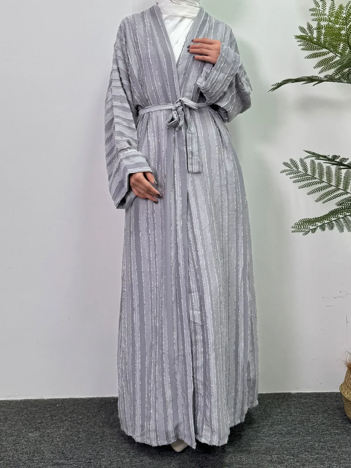 Abayas Musulmanes Ouvertes Devant, Manches sulf, Maxi Longueur, à Lacets, Robes de Ramadan, Kaftan Jilbabs Outwear Cardigan Combiné