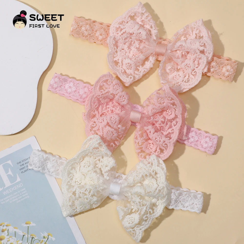 Bandes de sauna élastiques pour bébé fille, nœud en dentelle douce, turban pour enfants, vêtements de sauna pour enfants, accessoires pour cheveux pour nouveau-nés et nourrissons