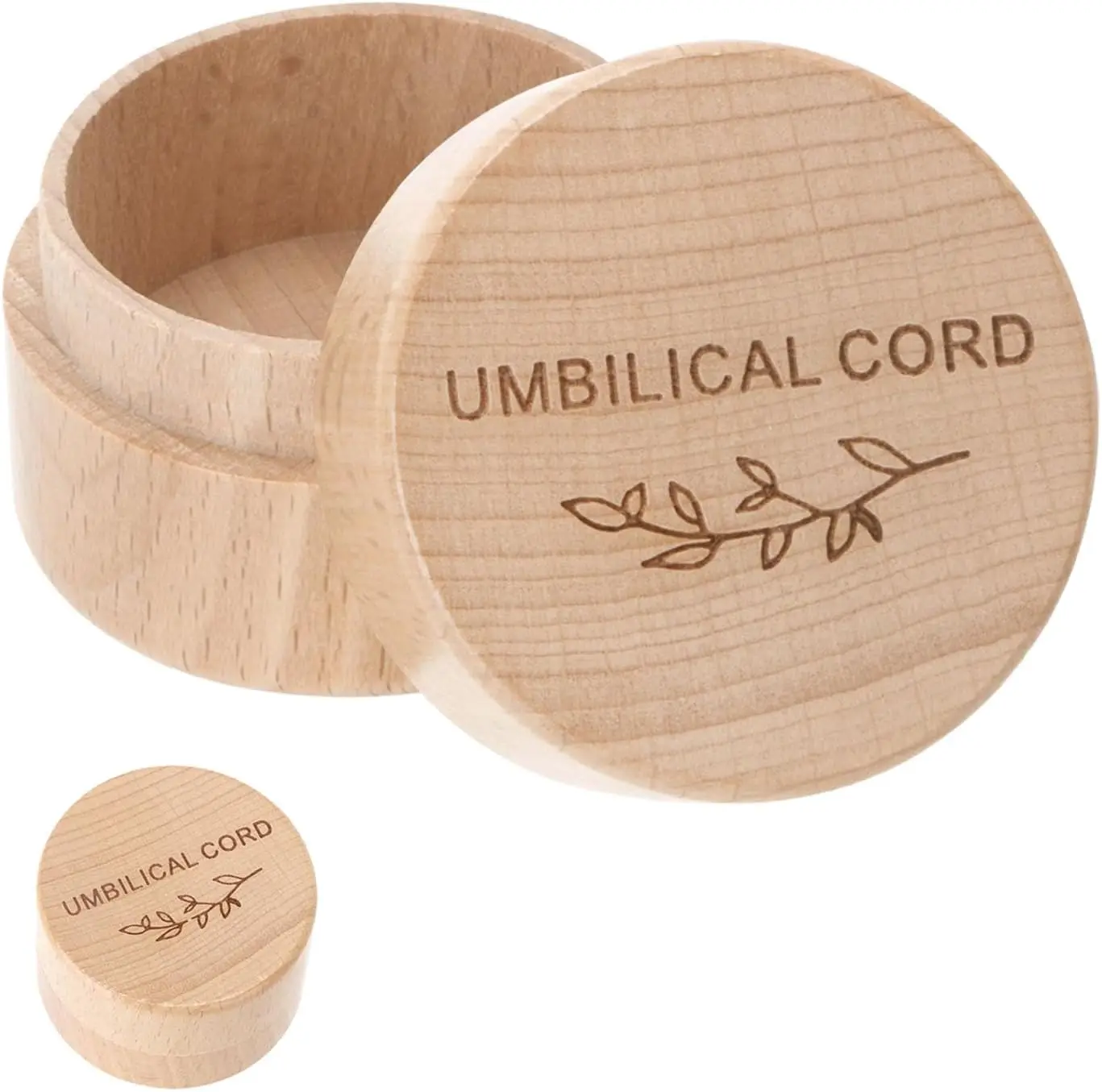 Boîte à souvenirs de cordon ombilical en bois, boîte à mémoire de bébé gravée pour le stockage de cordon ombilical, facile à ouvrir, premier souvenir de coupe de cheveux