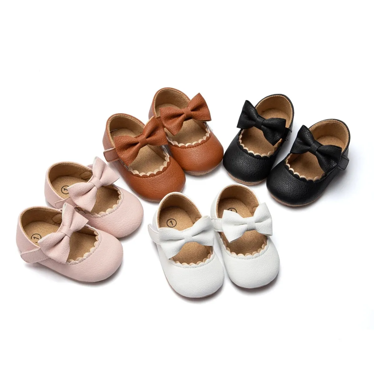 MRovior-Chaussures à semelle en caoutchouc pour bébés filles, chaussures CPull pour bébés filles, nœud papillon, robe de soirée, premiers marcheurs, anti-aldes, nouveau, 2024