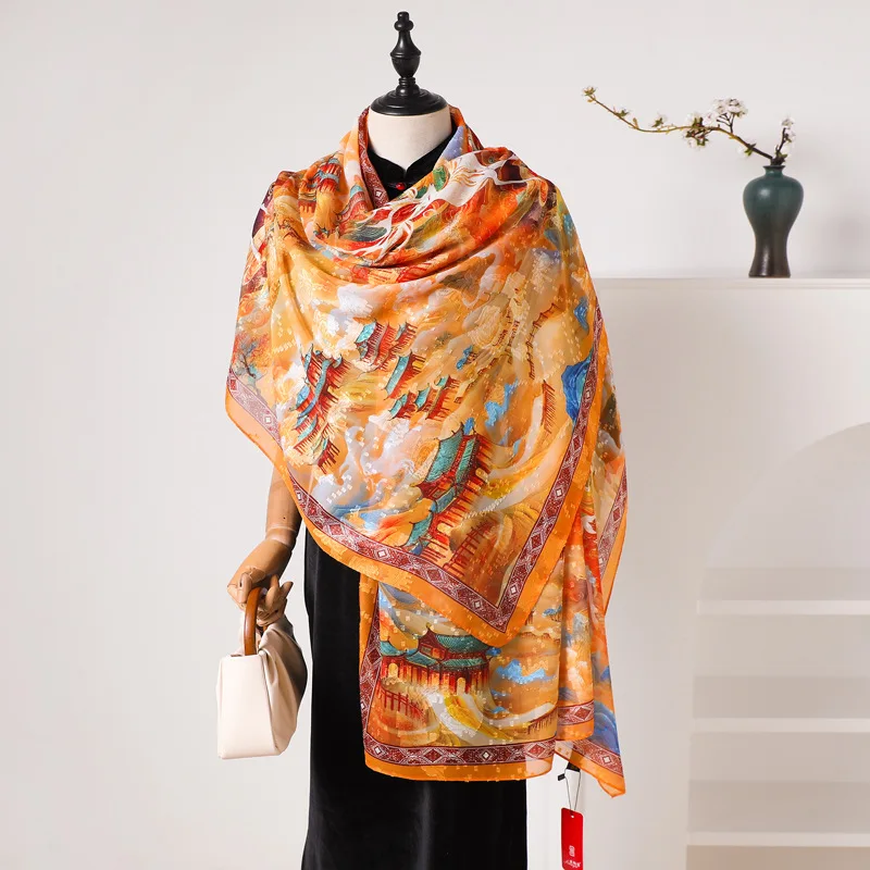 Écharpe de marque de luxe pour femmes, châle de fête, écharpes imprimées populaires, hijab de qualité, crème solaire de plage, printemps et été
