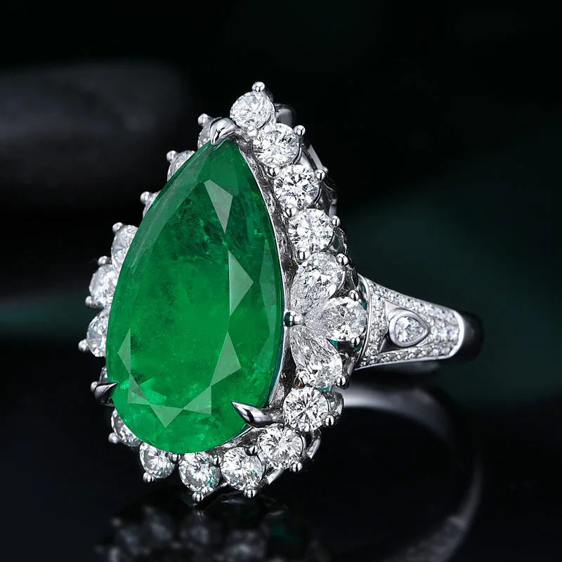 Bague ouverte de luxe en argent 925, goutte d'eau, émeraude et saphir, pour Banquet, cadeaux de saint-valentin